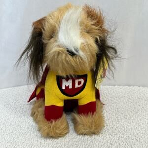 1984 Dakin Carnation Mighty Dog Terrier Cape Plush Advertising Stuffed 10"  VTG